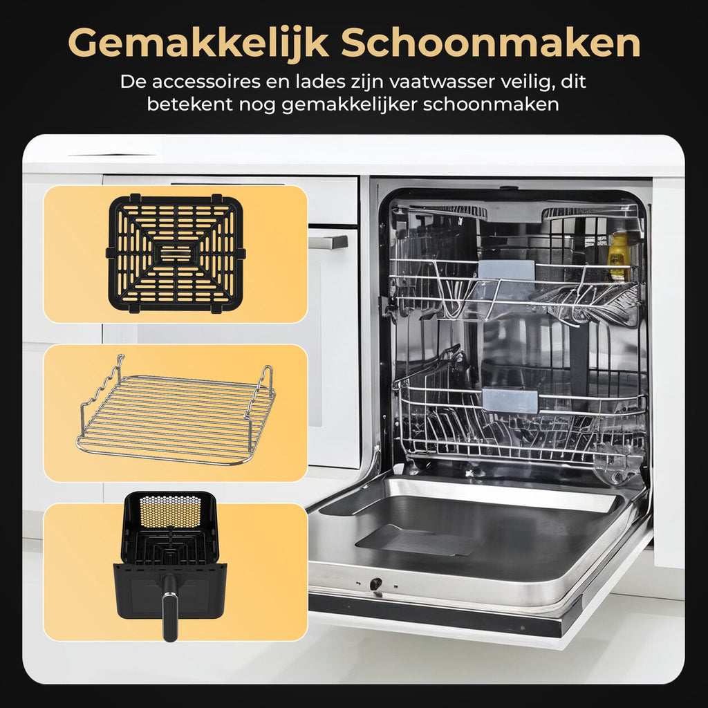 Home Vibes Airfryer – Gestapelde Lades - 11L - Mat Zwart