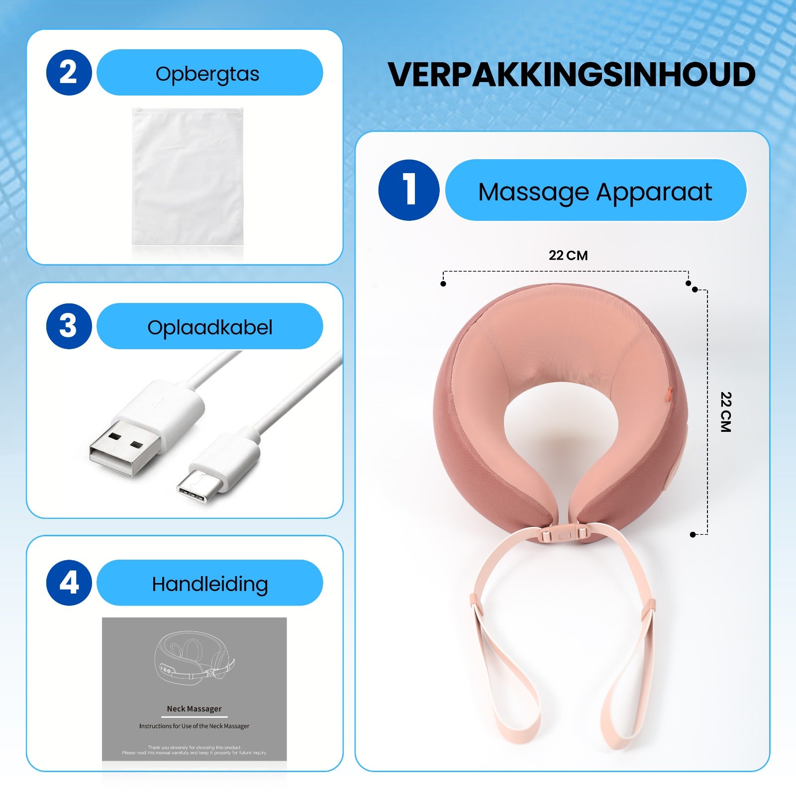 Nekmassage Apparaat - Roze - Draadloos - 2026