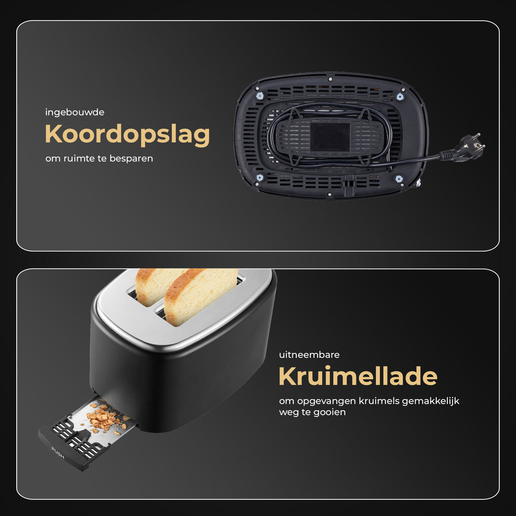 Home Vibes Broodrooster – Touch LED Display - Mat Zwart