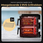 Home Vibes Airfryer – Gestapelde Lades - 11L - Mat Zwart