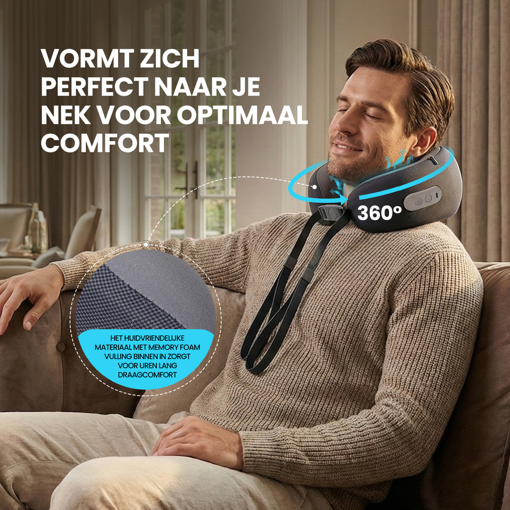 Nekmassage Apparaat - Reiskussen - Grijs - Draadloos -2026