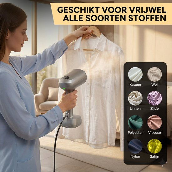 Home Vibes® Vacuüm Kledingstomer - Stoom en Zuigfunctie - Stoomapparaat Kleding - Handstomer – Kleding Stomer - 400ML Watertank – Steamer - Snel Opgewarmd - 1500W – Grijs
