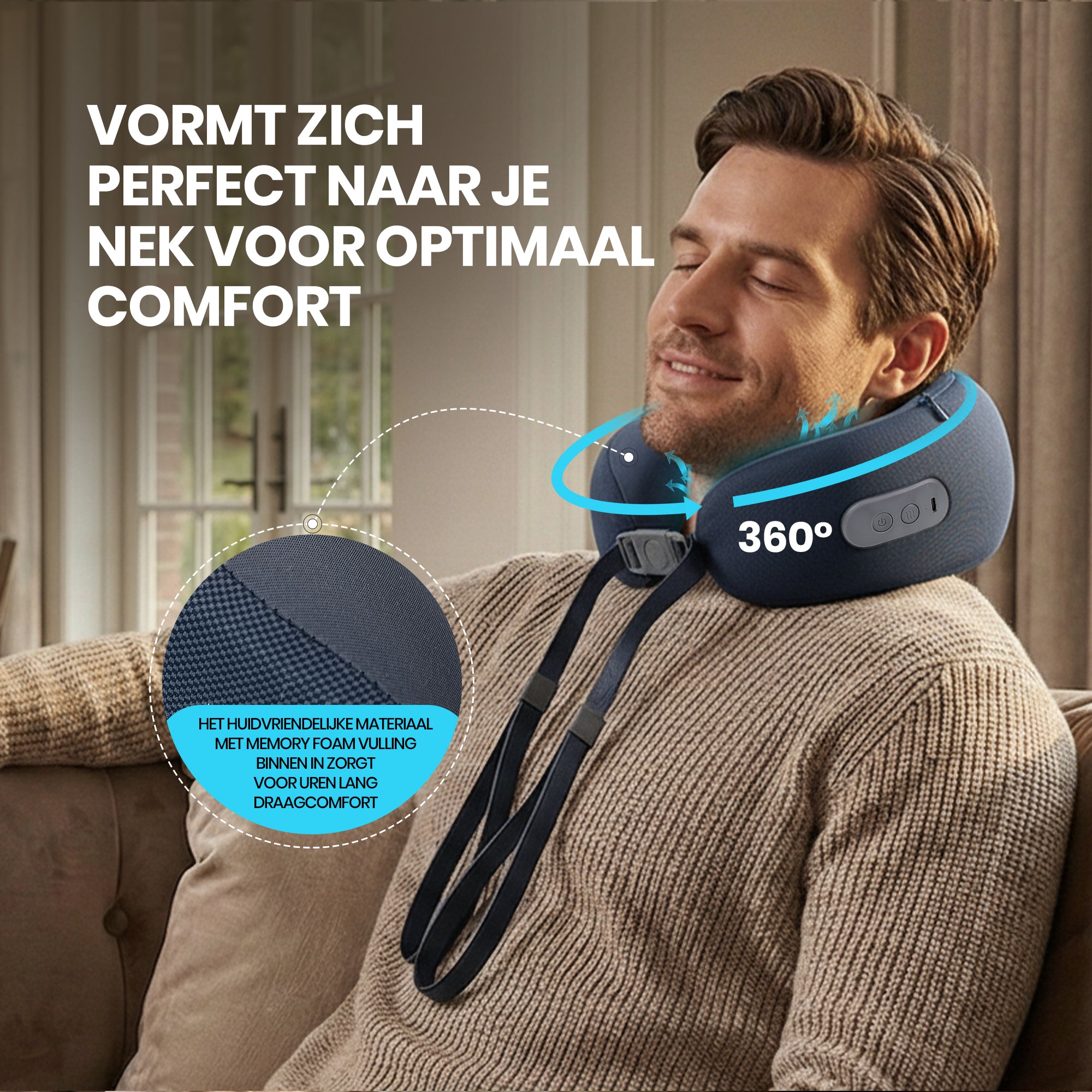 Nekmassage Apparaat Marine Blauw- Reiskussen - 2026