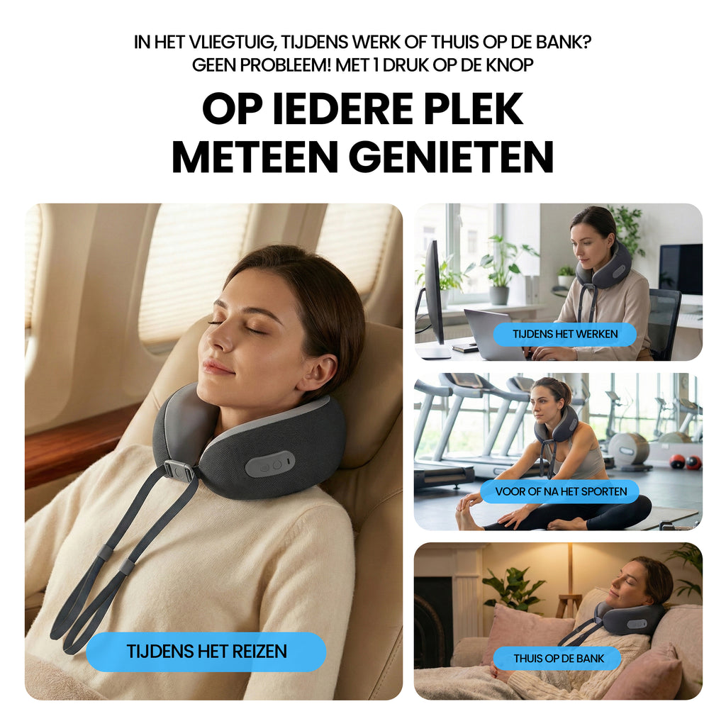 Nekmassage Apparaat - Reiskussen - Grijs - Draadloos -2026