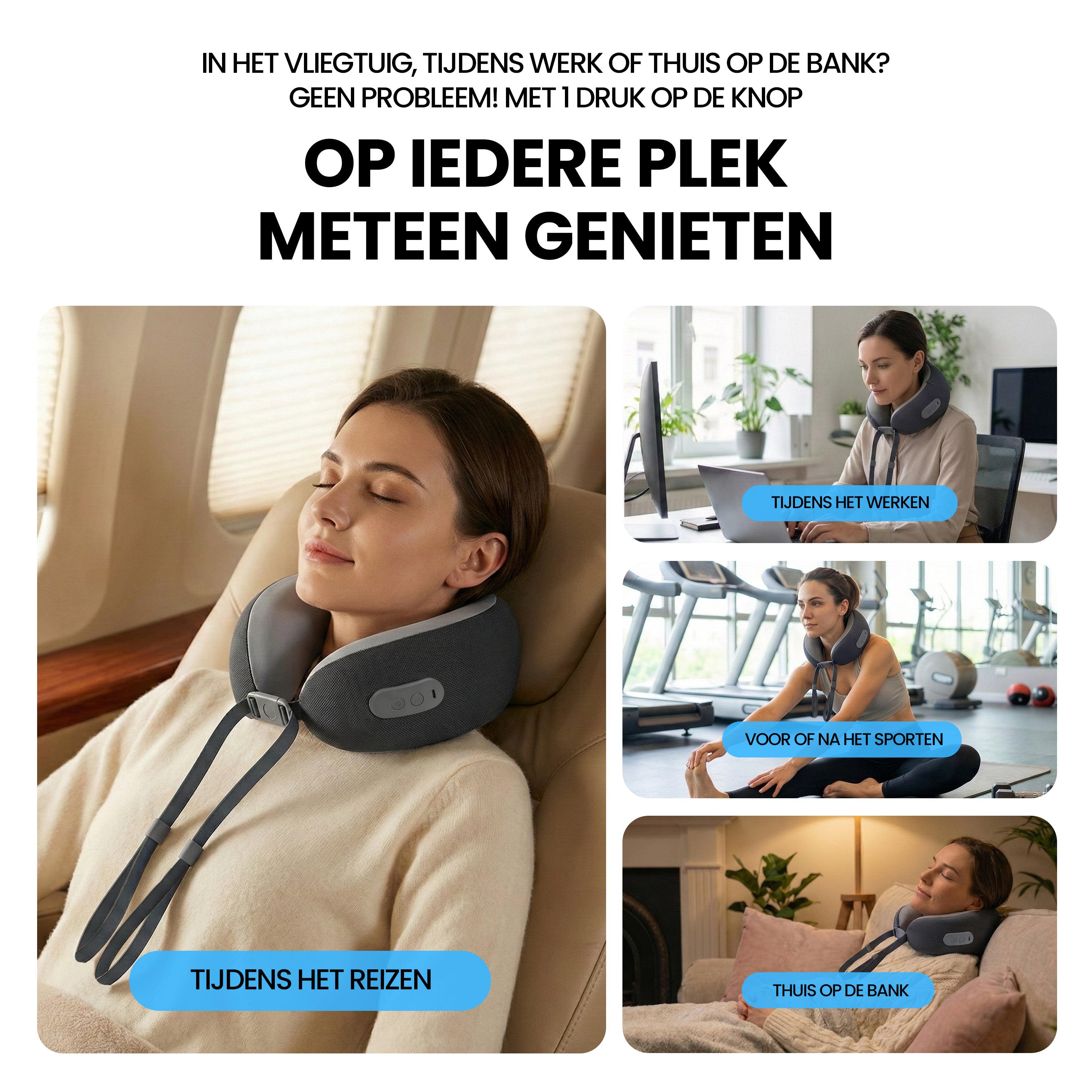 Nekmassage Apparaat - Reiskussen - Grijs - Draadloos -2026