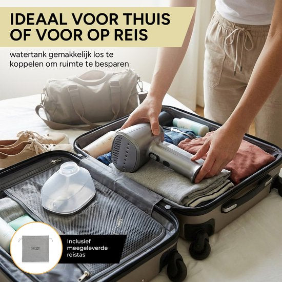 Home Vibes® Vacuüm Kledingstomer - Stoom en Zuigfunctie - Stoomapparaat Kleding - Handstomer – Kleding Stomer - 400ML Watertank – Steamer - Snel Opgewarmd - 1500W – Grijs