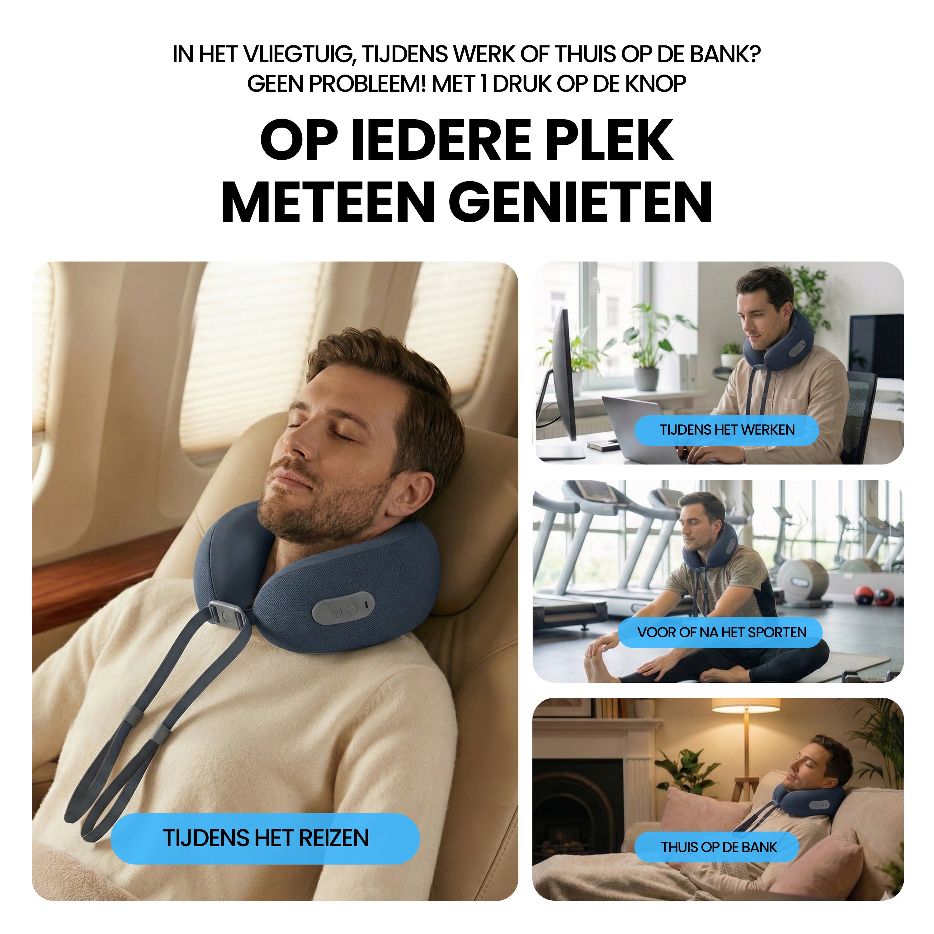 Nekmassage Apparaat Marine Blauw- Reiskussen - 2026