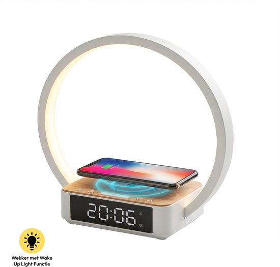 Home Vibes® Wake Up Light – Digitale Wekker – Lichtwekker – Digitale Klok met Nachtlamp – Dimbaar LCD Display - Draadloze Oplader