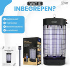 Home Vibes® Muggenlamp – 2500V - Elektrische Insectenlamp 50m² – Speciaal voor Binnen – Met Opvangbak – Moderne Vliegenlamp – Vliegenvanger - Ophangbaar - 9W – Aan/Uit Knop - Zwart