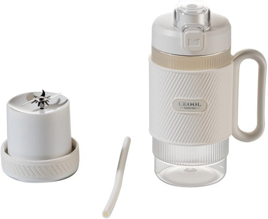 Home Vibes® Blender Smoothie - Draagbare Blender To Go - 500ML Mini Blender - 80W - Smoothie Maker - 2 Opzetstukken - Met Rietje - Ivoor Wit