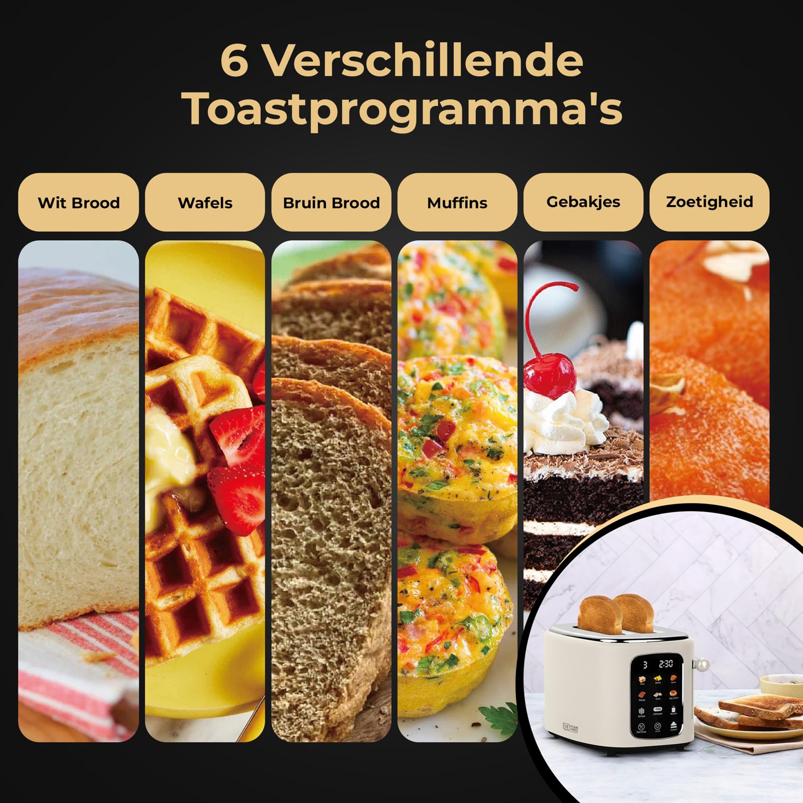 Home Vibes Broodrooster – Touch LED Display - Beige