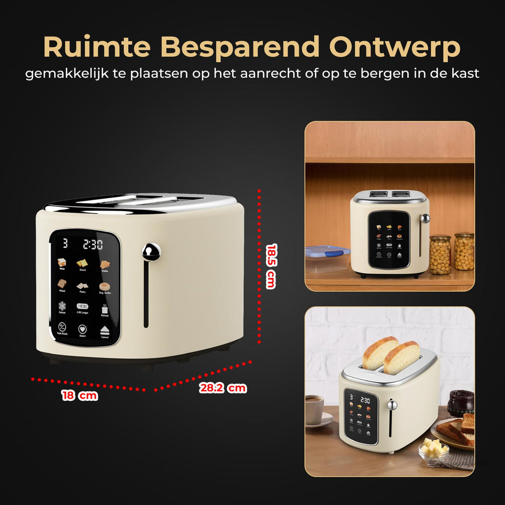 Home Vibes Broodrooster – Touch LED Display - Beige