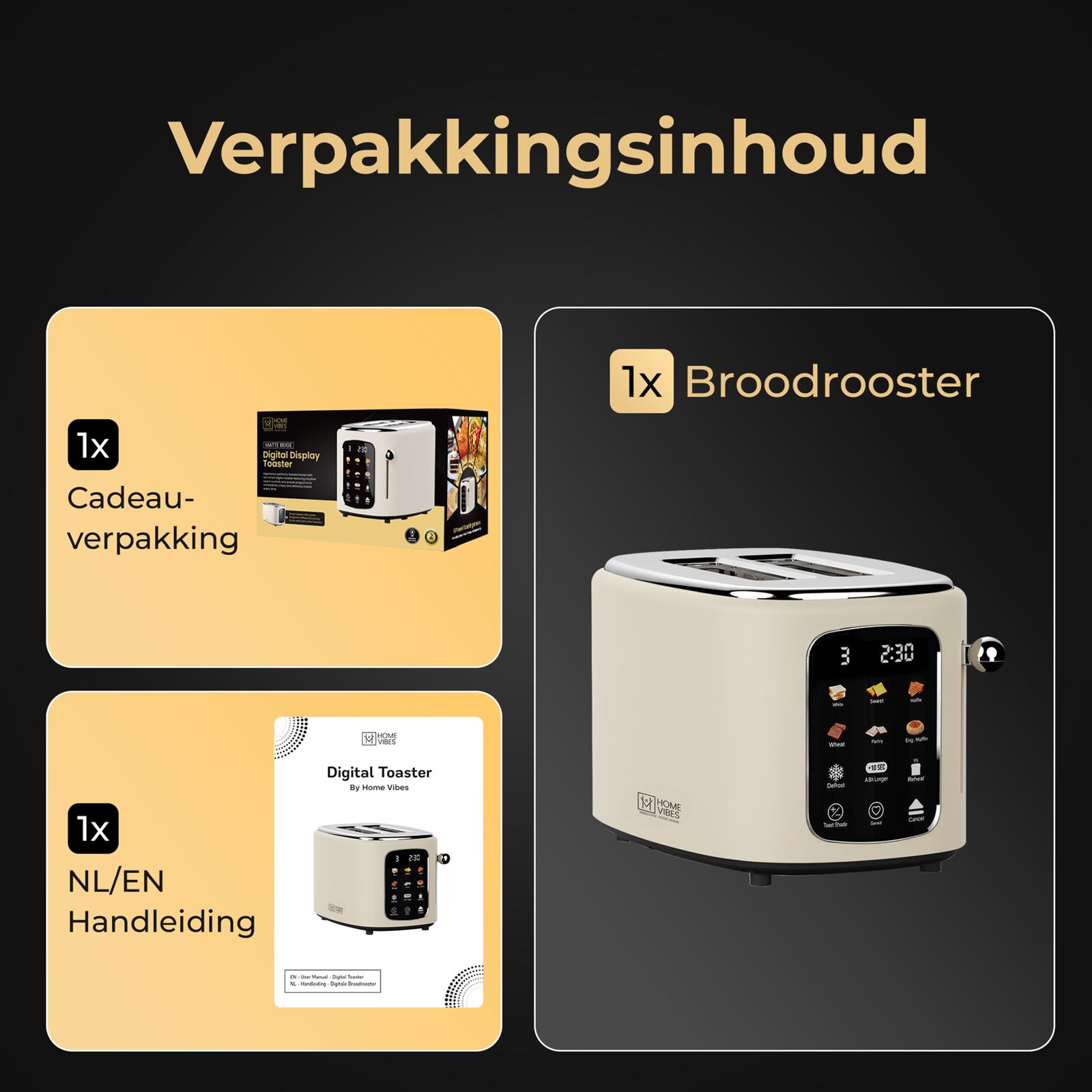 Home Vibes Broodrooster – Touch LED Display - Beige