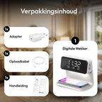 Home Vibes® Digitale Wekker - Met Draadloze Oplader – Nachtlamp Functie – Dimbaar LCD Display