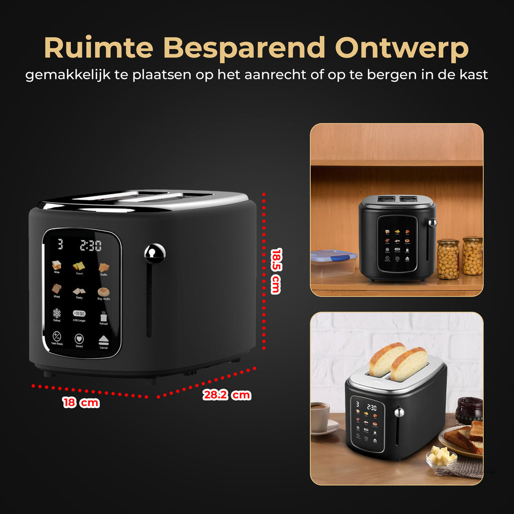 Home Vibes Broodrooster – Touch LED Display - Mat Zwart