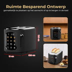 Home Vibes Broodrooster – Touch LED Display - Mat Zwart